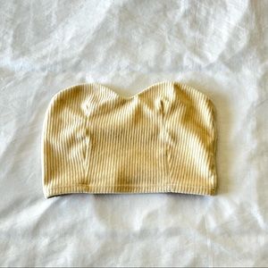 Cream velvet ribbed crop top